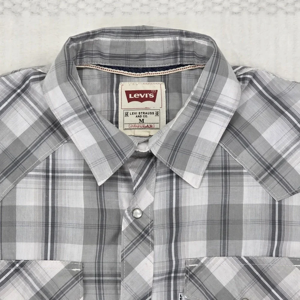 Levis Pearl Snap Western Shirt Mens M Plaid Cowboy Ranch Rodeo